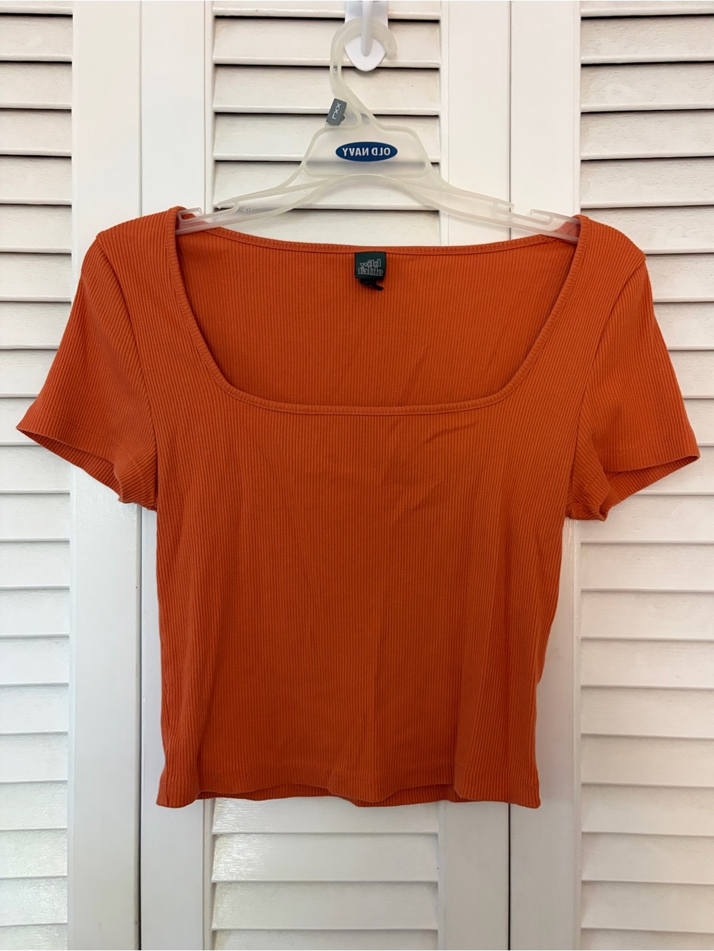 Wild Fable Orange Ribbed Scoop Neck Top